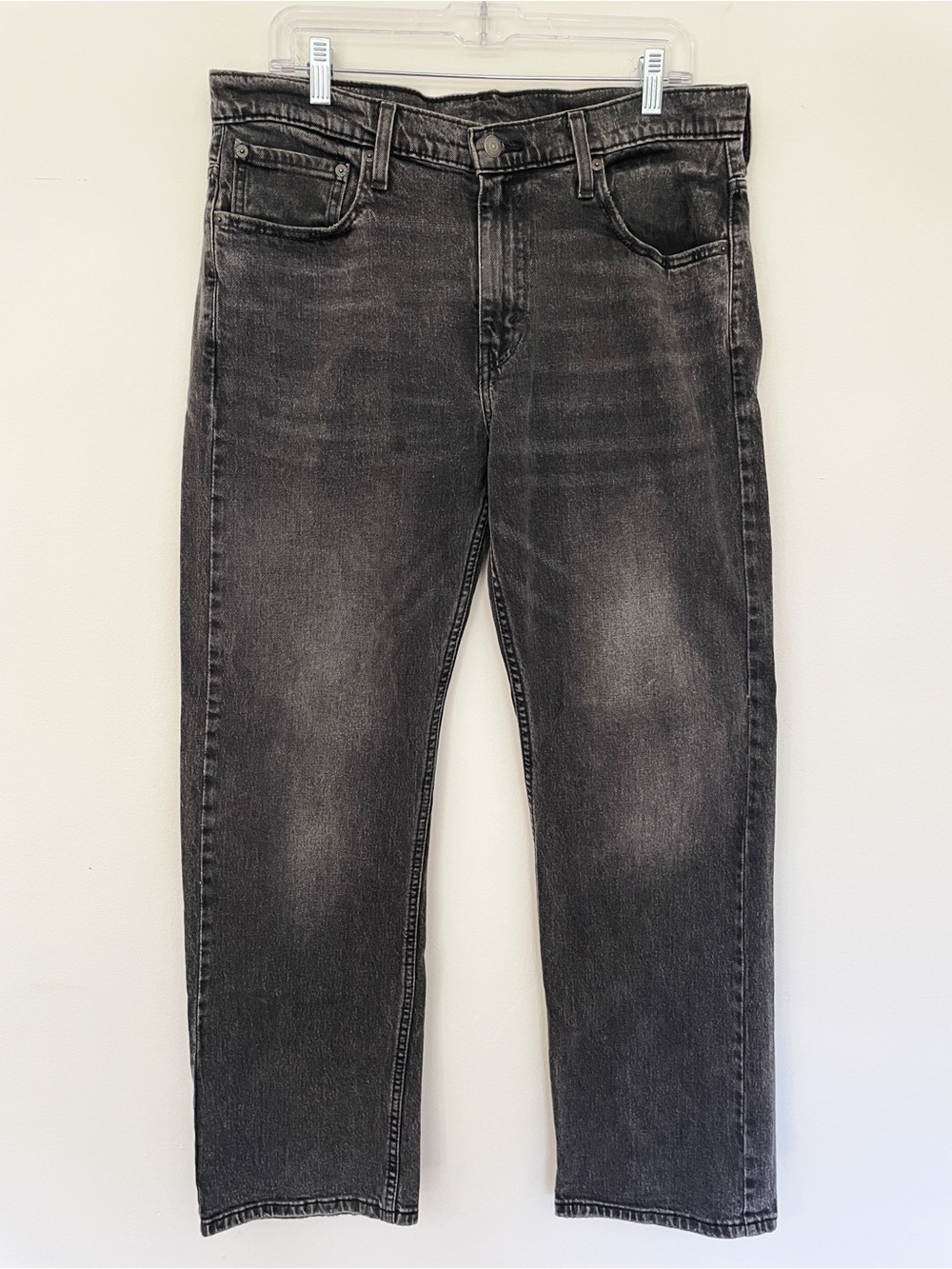 Y2K Levis 569 Loose Straight Jeans Mens 33x32 Gray Black Baggy Relaxed Fit Denim